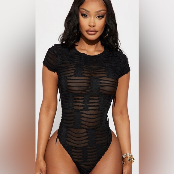 Fashion Nova Black Sheer Bodysuit - Picture 1 of 4
